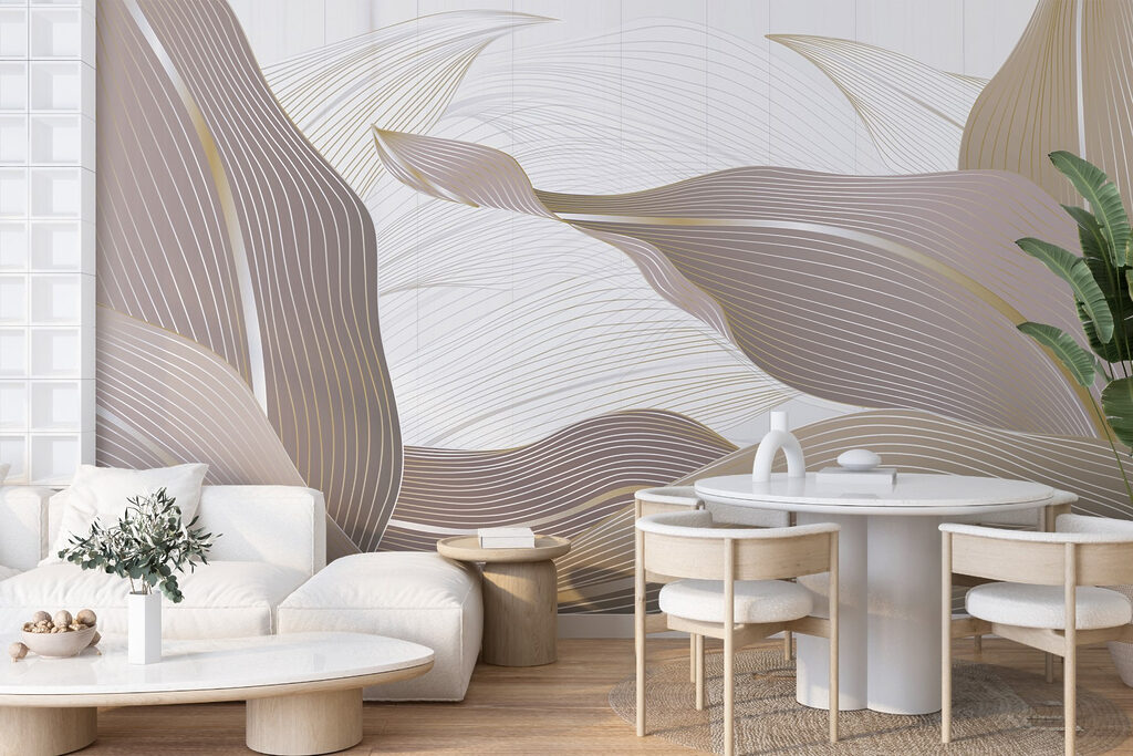 Blätter im Linienspiel in einem Interieur