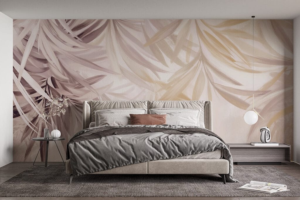 Palmwedel in sanfter Bewegung in einem Interieur
