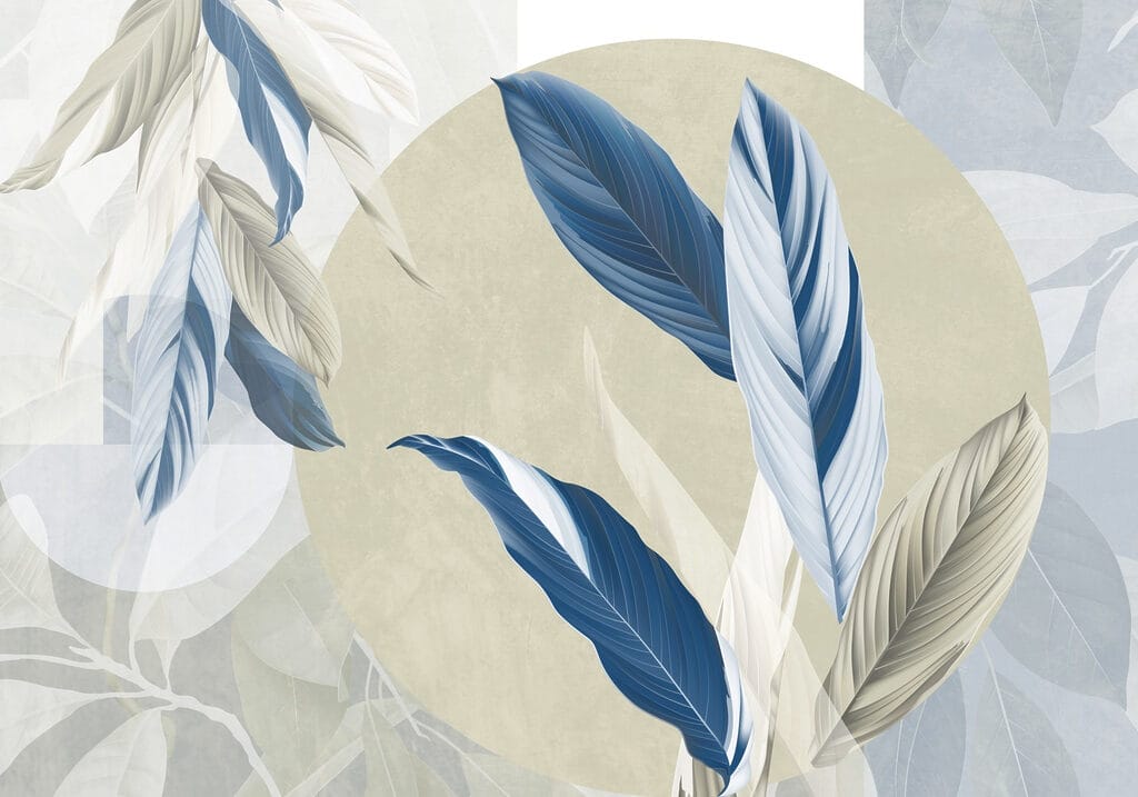 Blätter auf Farbflächen — ganzes Design