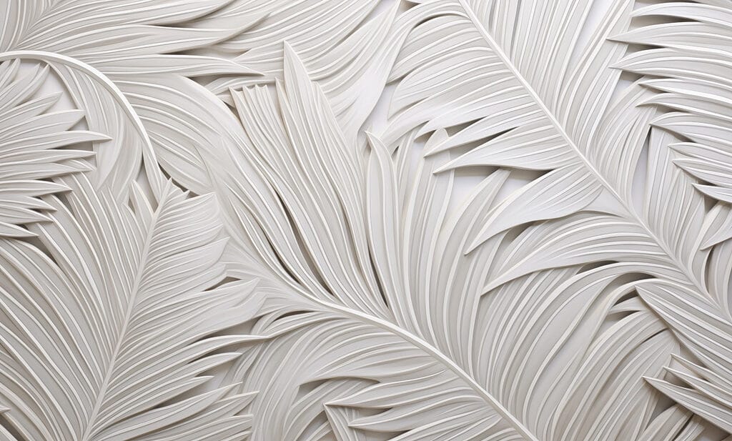 Palmblätter aus weißem Papier — ganzes Design