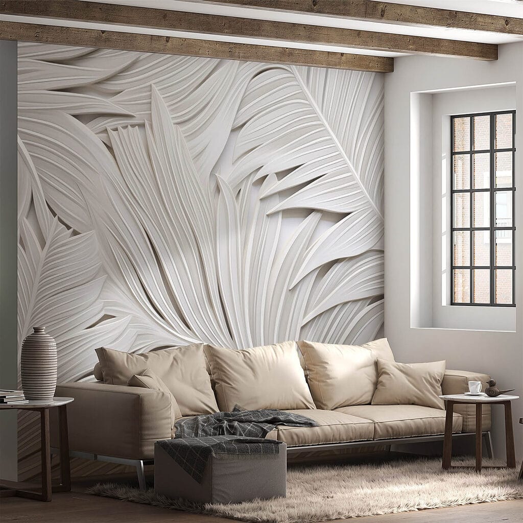 Palmblätter aus weißem Papier — Interieur 3
