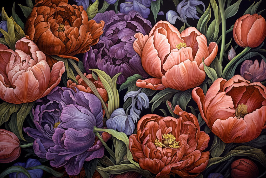 Leuchtende Blüten — ganzes Design