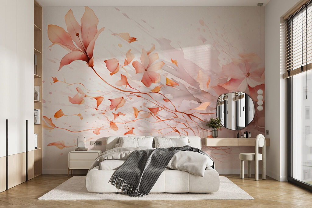 Blütenzweig in Aquarell in einem Interieur