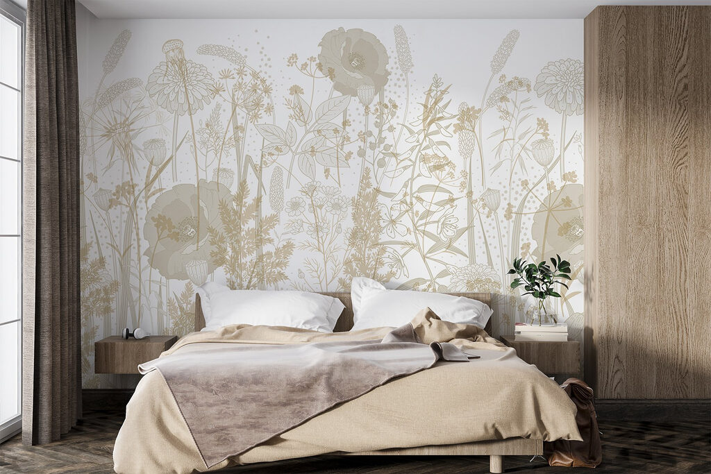 Wiesenblumen und Gräser in einem Interieur