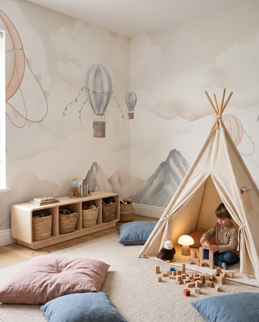 Heißluftballons über weißen Bergen — Interieur 2