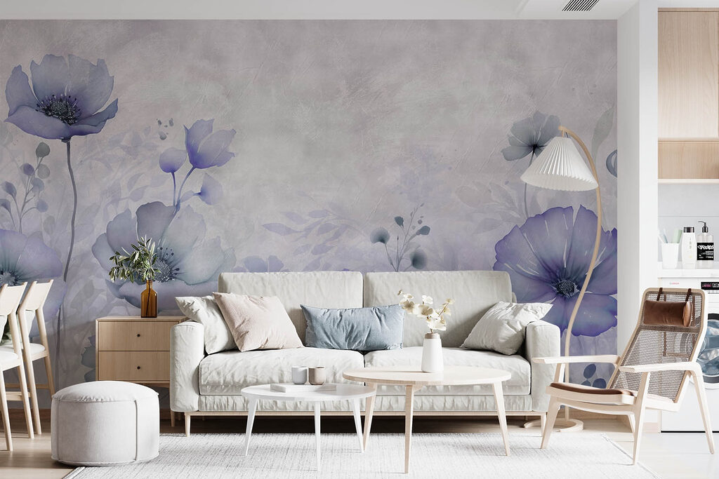 Blumenfeld im Dunst in einem Interieur