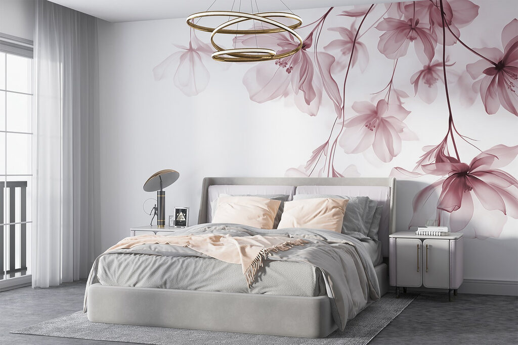 Herabsinkende Blüten in einem Interieur