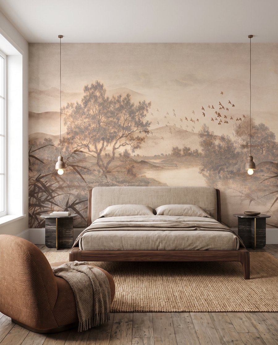 Stilles Flussufer in einem Interieur