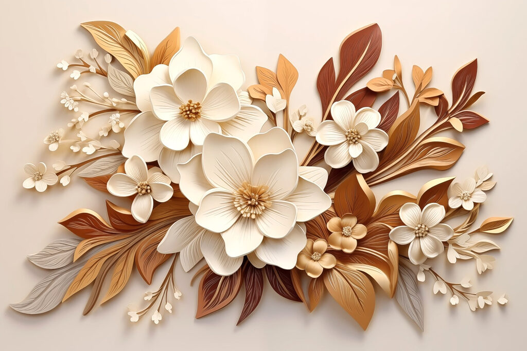 Blüten mit Kupferlaub — ganzes Design