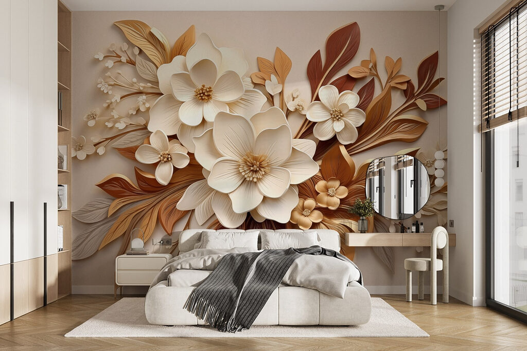 Blüten mit Kupferlaub in einem Interieur