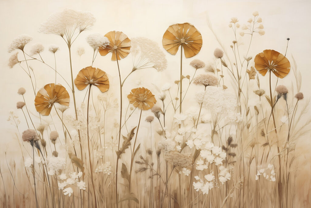 Runde Blüten und Dolden — ganzes Design