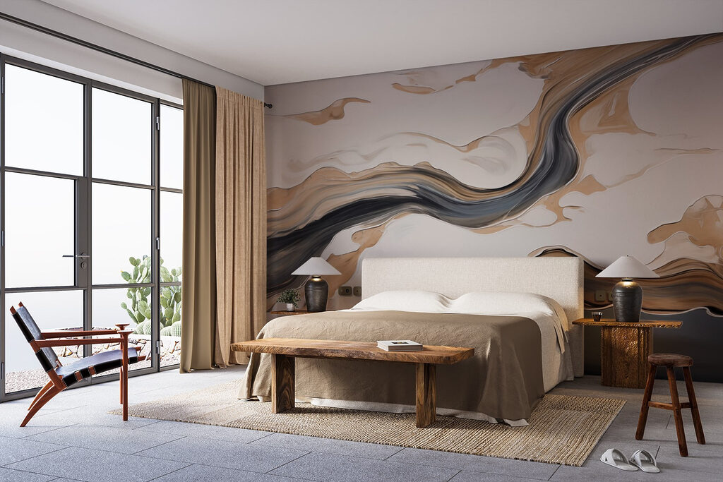 Goldgraue Ströme auf Creme in einem Interieur