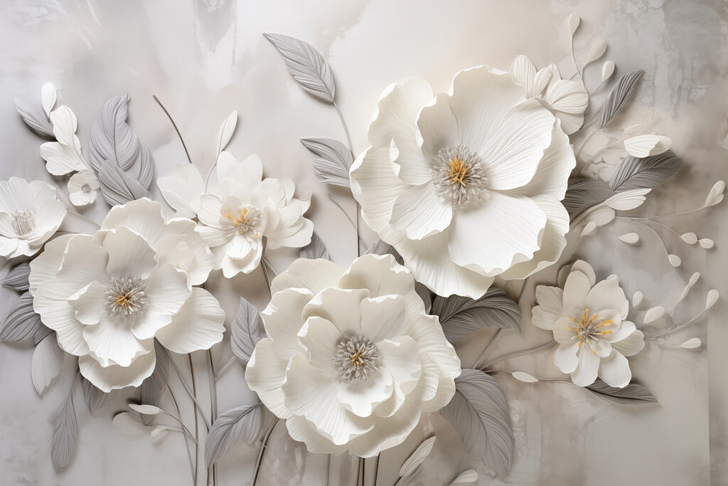 Elegantes Blütenrelief — ganzes Design