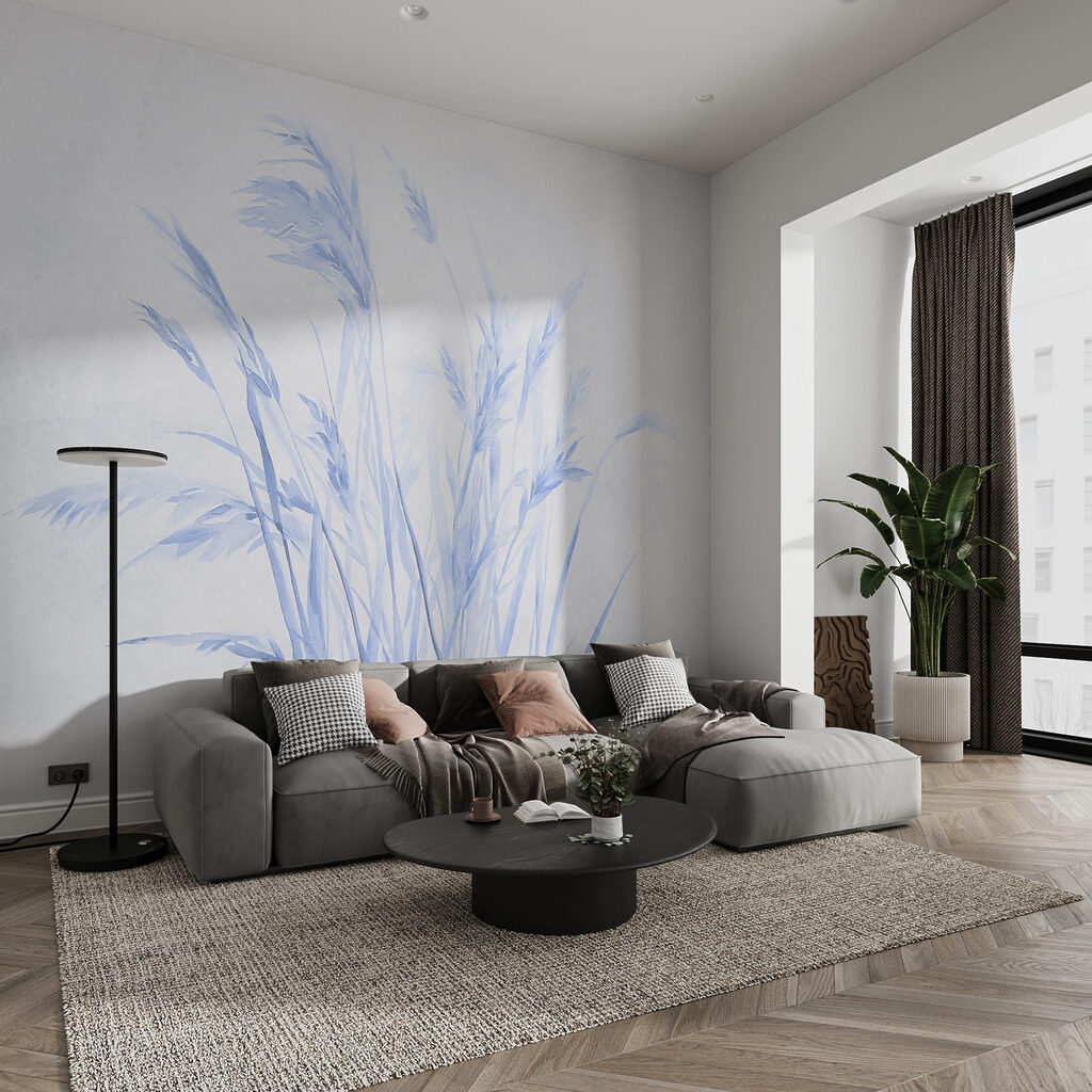 Zarte Gräser in einem Interieur