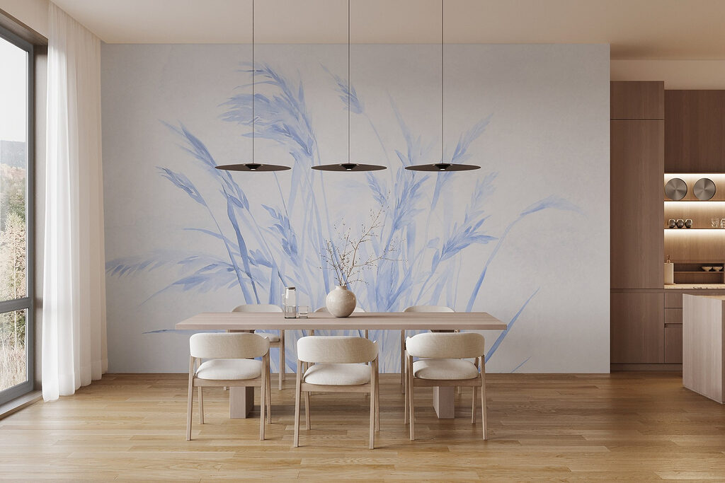 Zarte Gräser in einem Interieur