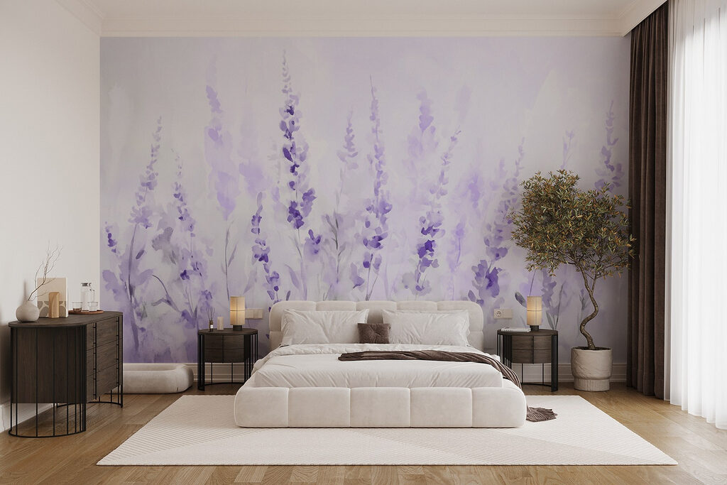 Schlanke Blüten in Aquarell in einem Interieur
