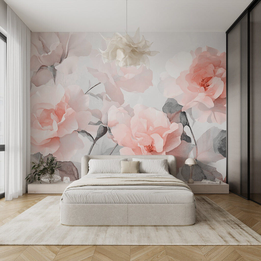 Rosen in zartem Aquarell in einem Interieur