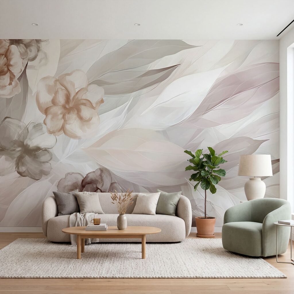 Blätter in Bewegung in einem Interieur