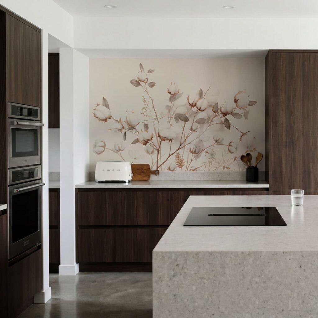 Zweige mit blassen Knospen in einem Interieur
