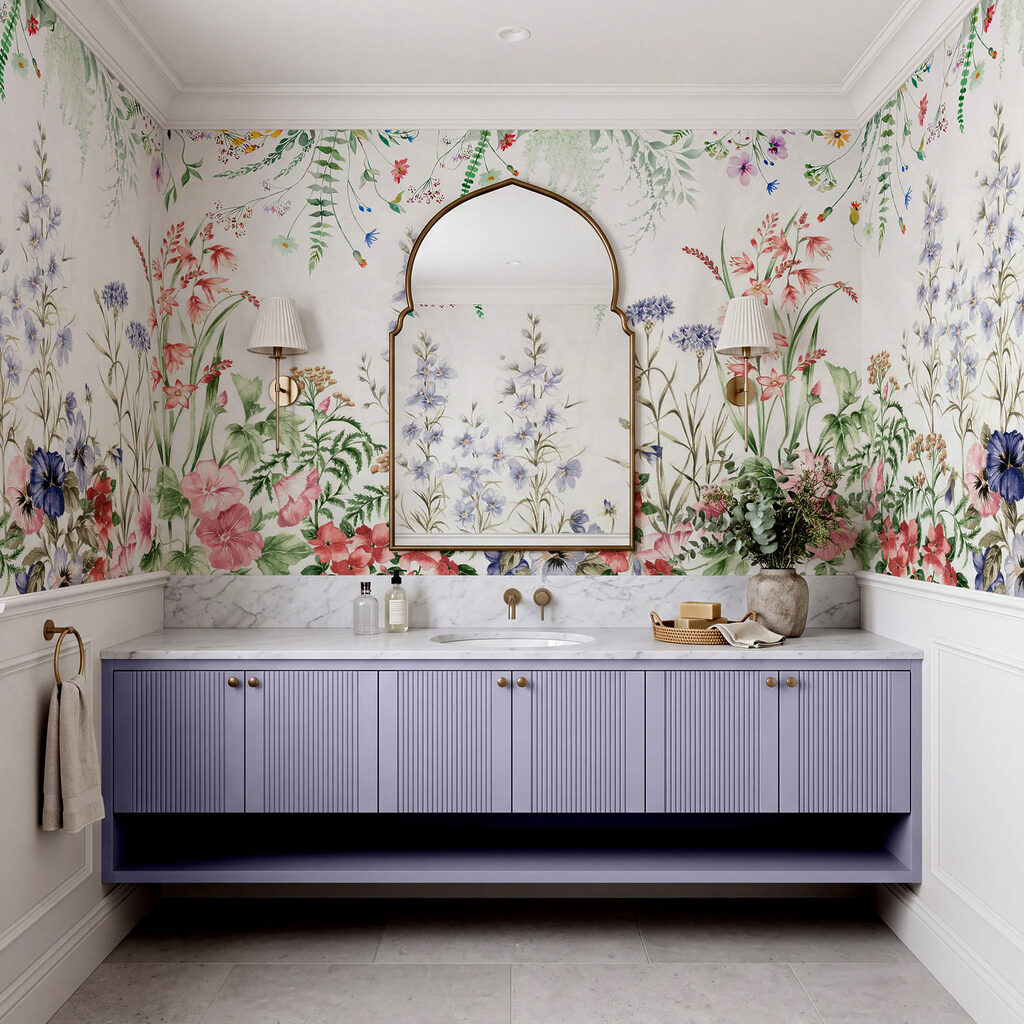 Leuchtender Blumengarten in einem Interieur
