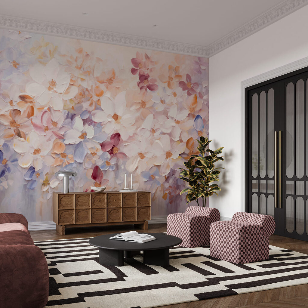 Blütenmosaik in einem Interieur