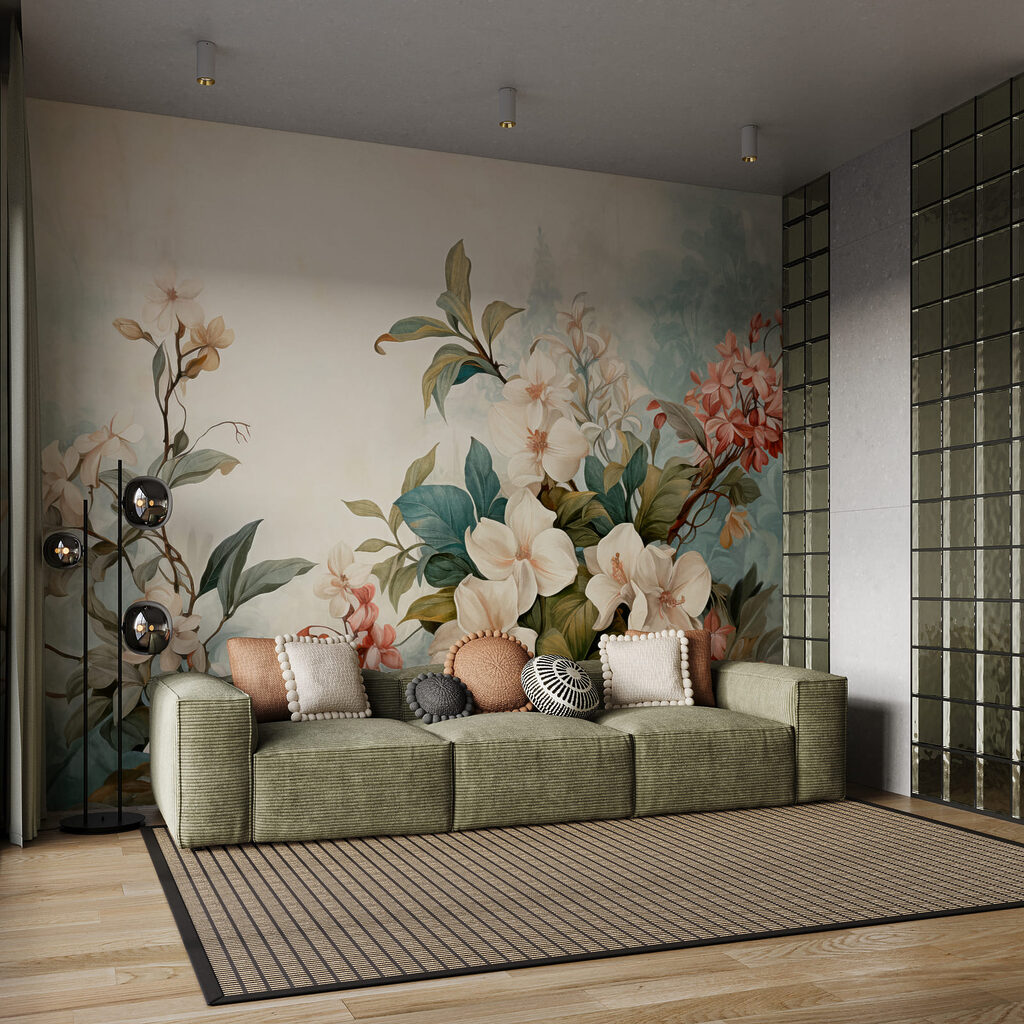 Blütenzweige mit Patina in einem Interieur