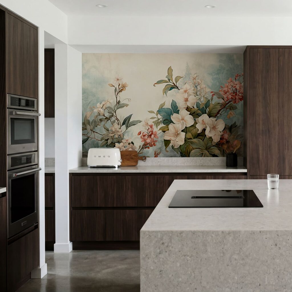 Blütenzweige mit Patina in einem Interieur