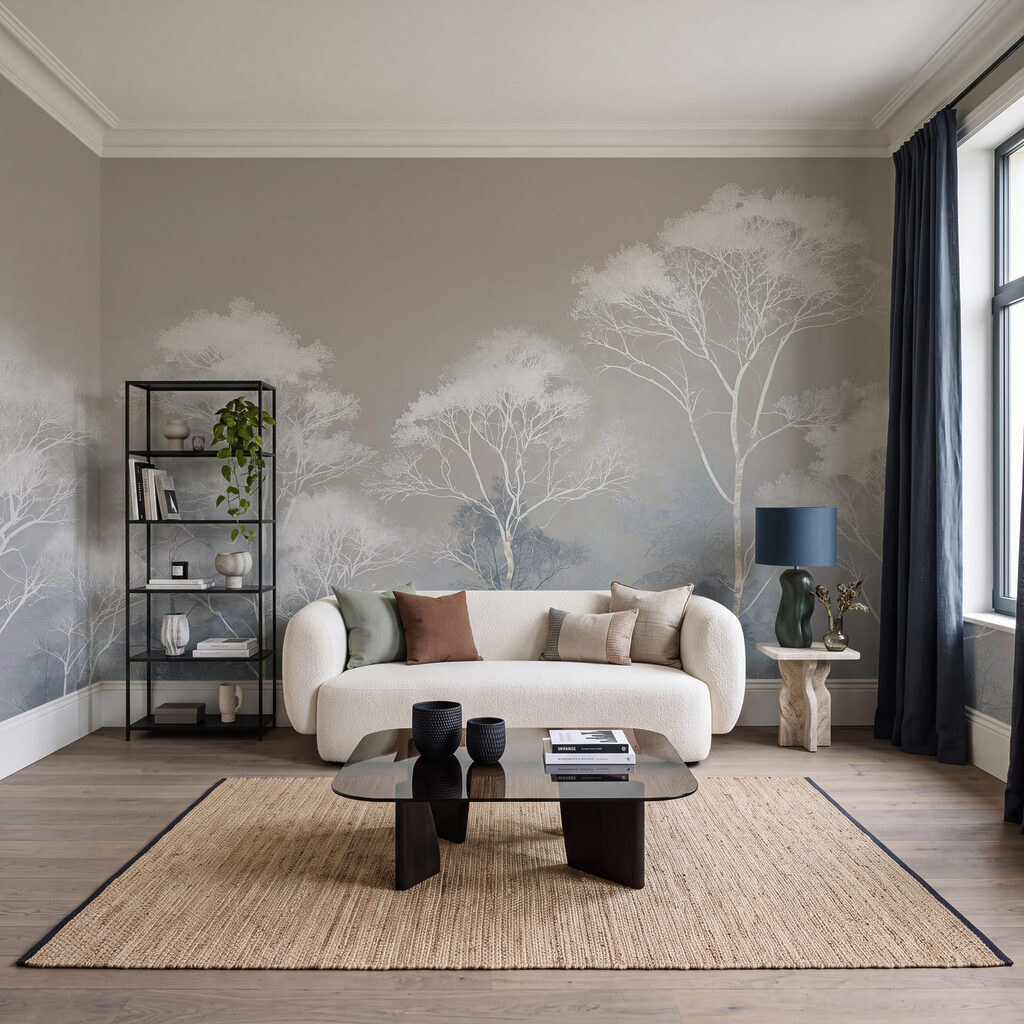 Weiße Kronen, blauer Nebel in einem Interieur