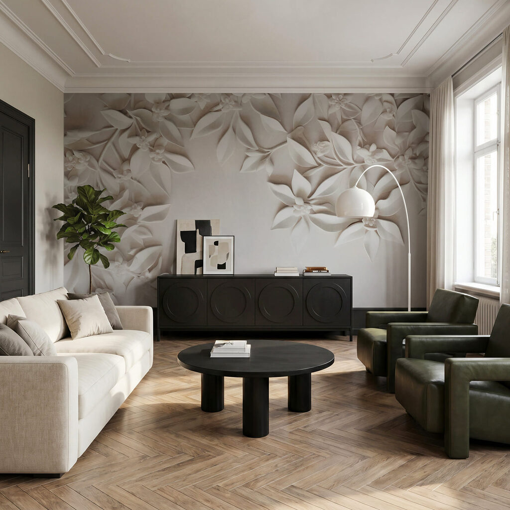 Blüten um offene Mitte in einem Interieur