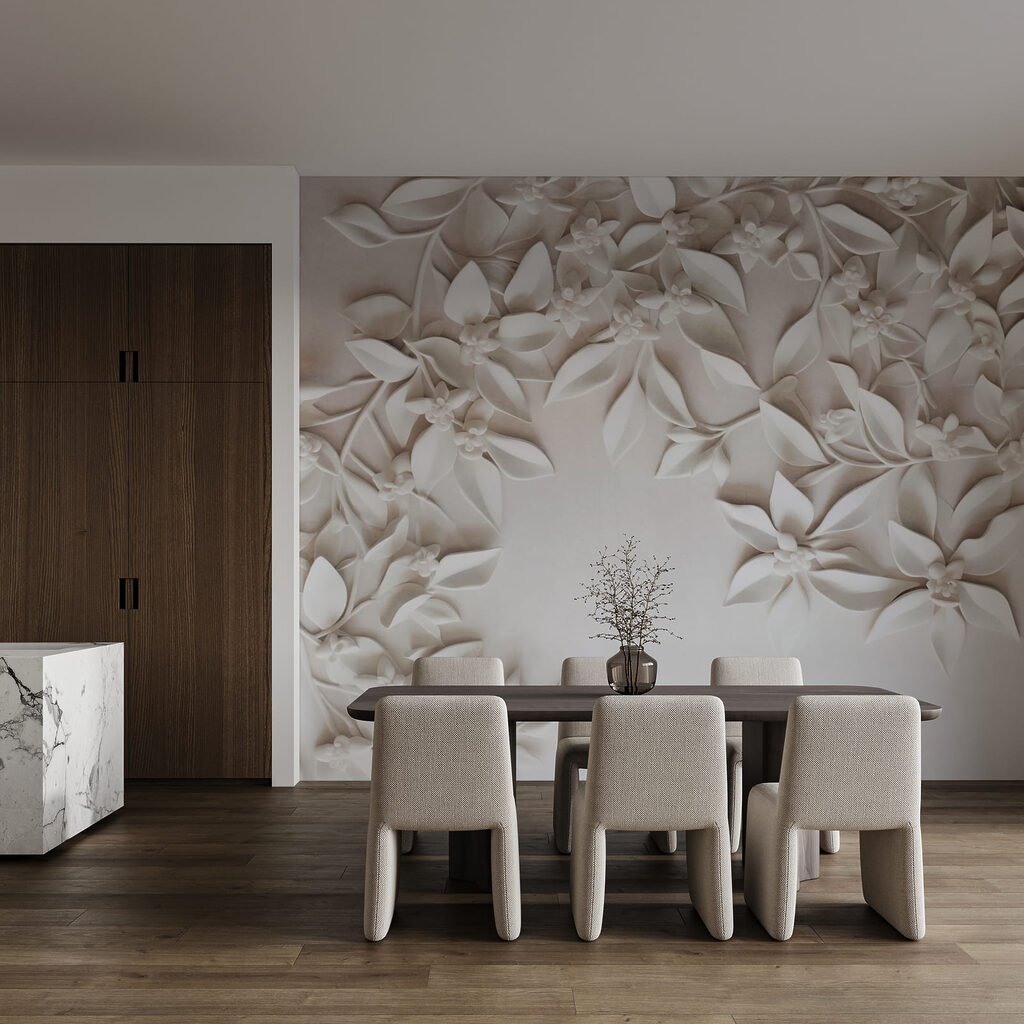 Blüten um offene Mitte in einem Interieur