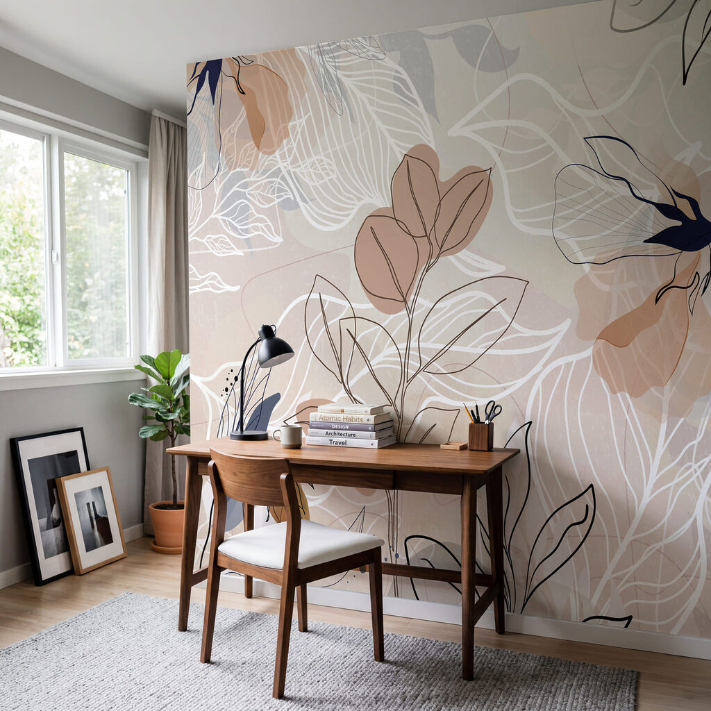 Blattlinien in warmen Tönen in einem Interieur