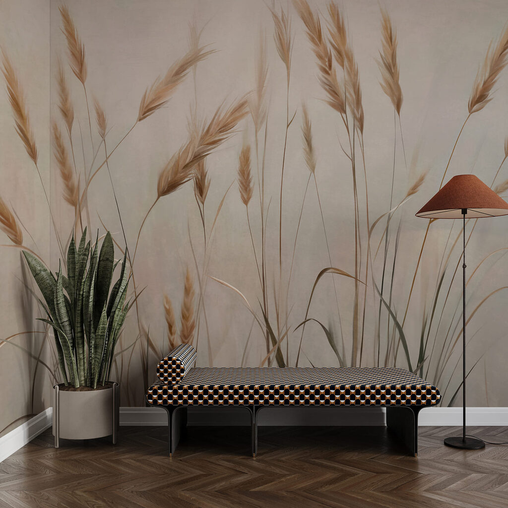 Goldene Ähren in Sandtönen in einem Interieur