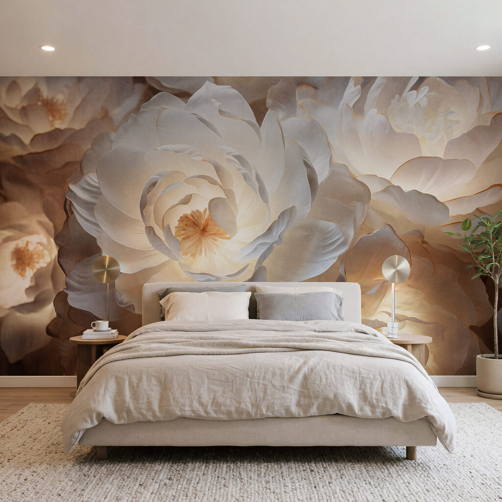 Rosen mit goldenem Leuchten in einem Interieur