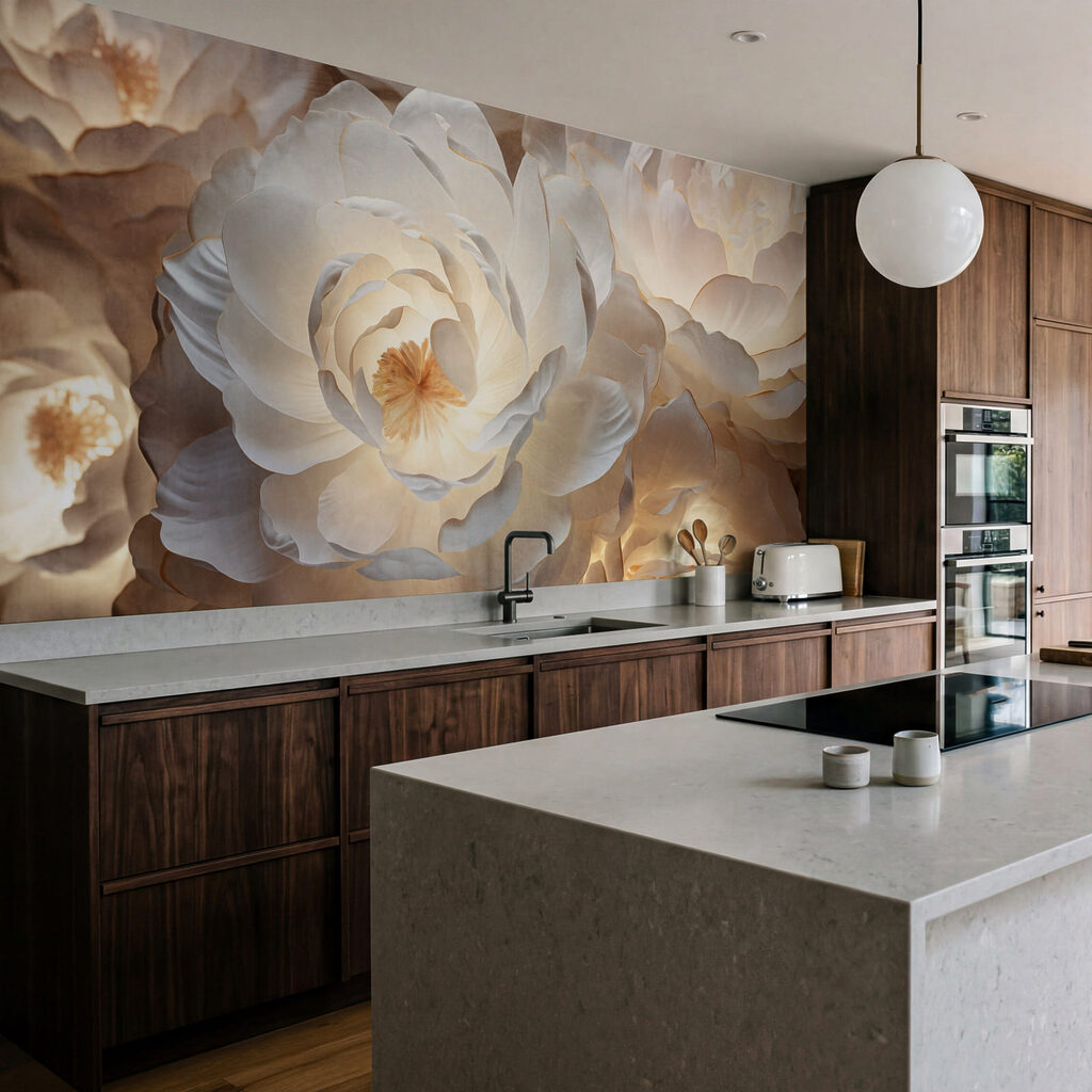 Rosen mit goldenem Leuchten in einem Interieur
